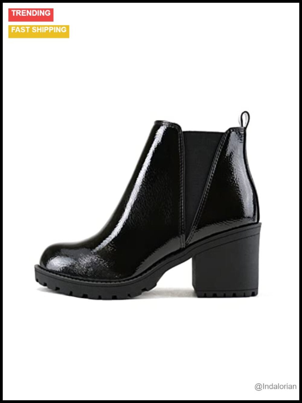 Soda Origami Women's Ankle Bootie with Lug Sole Stack Heel Size